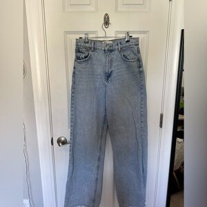 Zara Full Length TRF High Rise Wide Leg Jeans